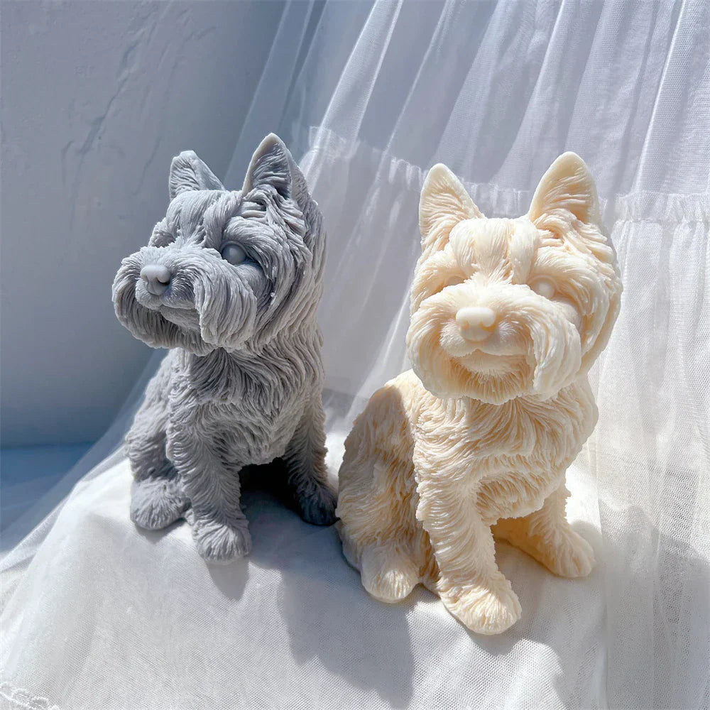 Yorkshire Terrier Dog Statue Candle Silicone Mould