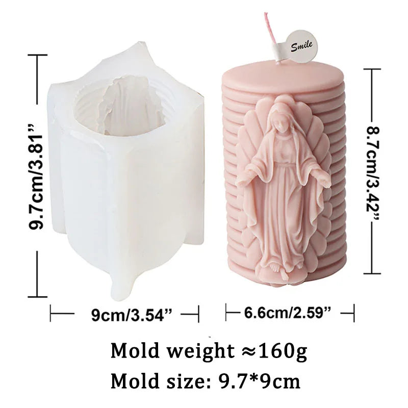 Jesus and Virgin Cylinderical Striped Candle Silicone Mould