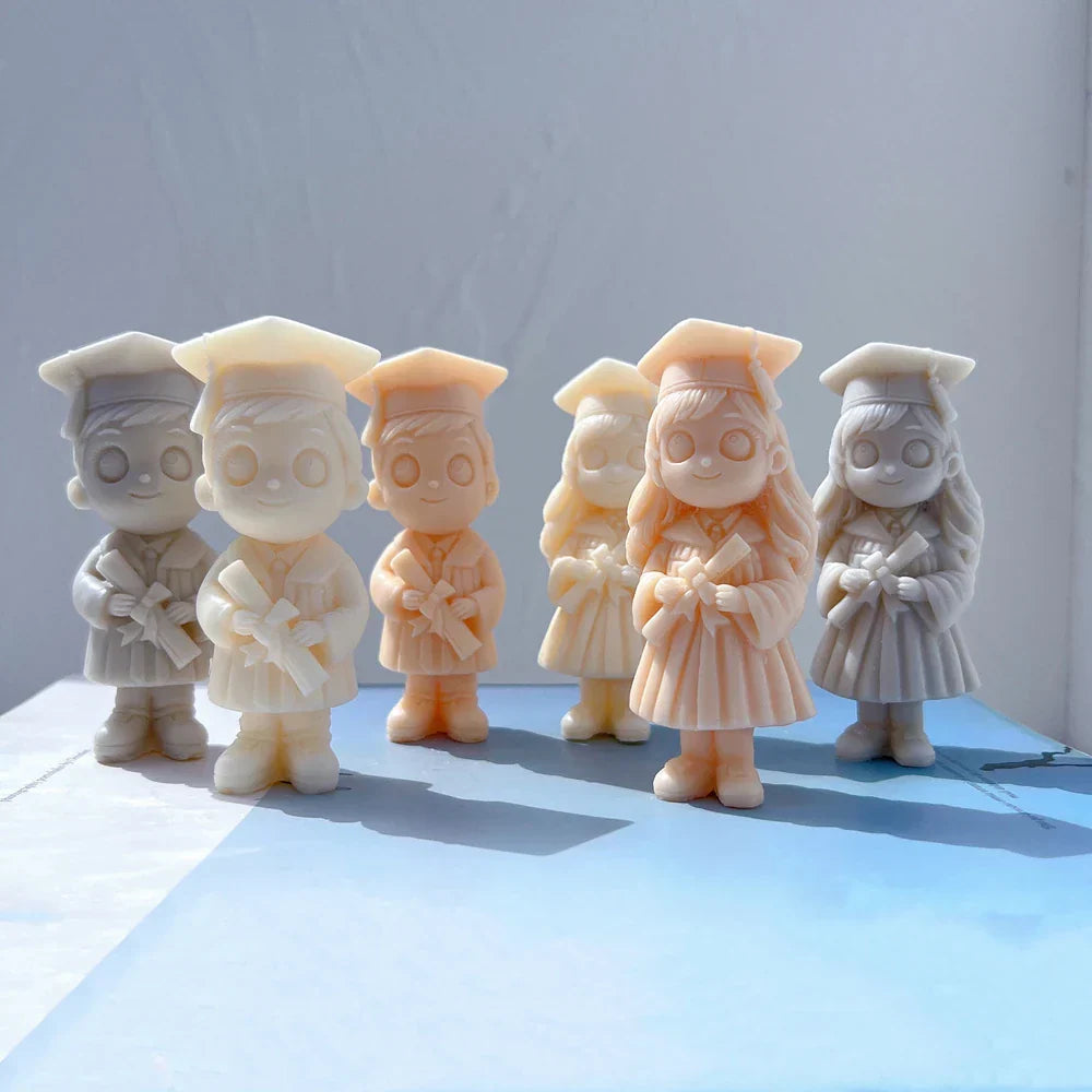 Graduation Girl & Boy Figurine Candle Mould