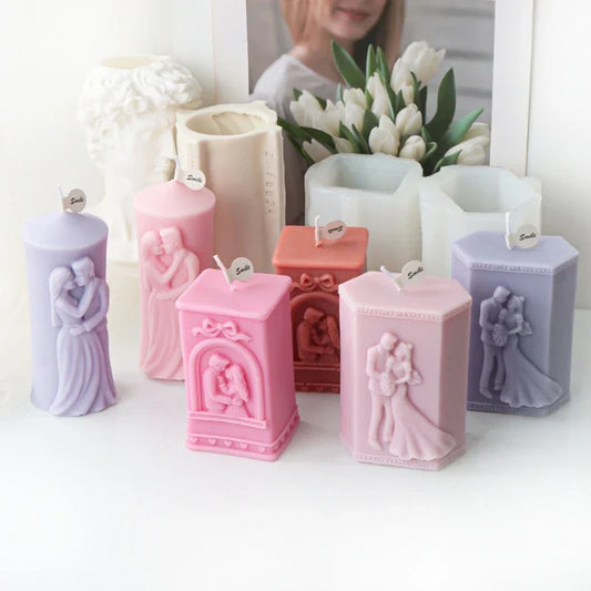 Embossed Married Couple Silicone Candle Mould