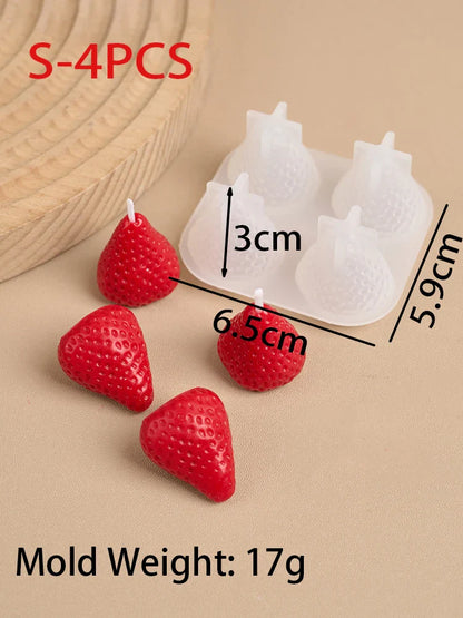 Strawberry Shaped Silicone Candle Mould 4PCS/1PC S/M/L