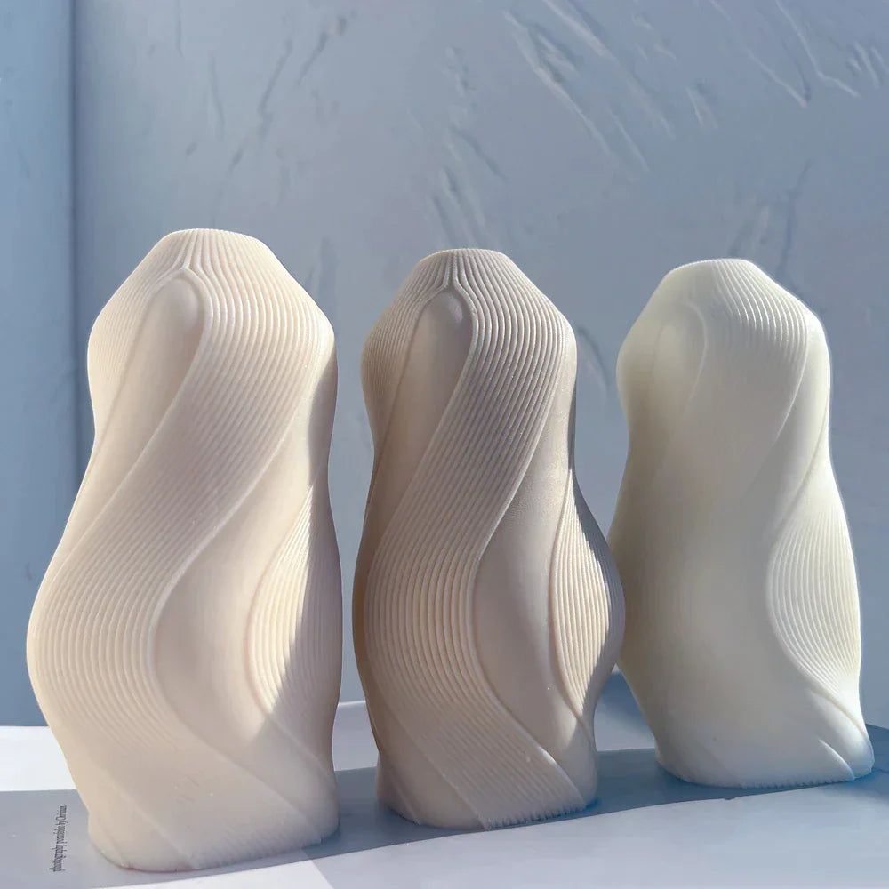 Unique Wave Twirl Ribbed Candle Mould