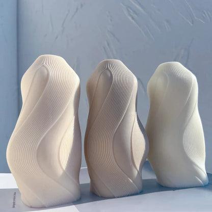 Unique Wave Twirl Ribbed Candle Mould