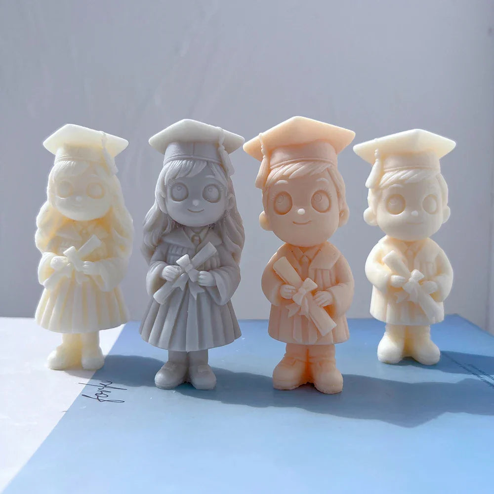 Graduation Girl & Boy Figurine Candle Mould