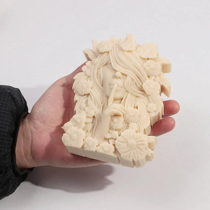 Floral Hair Silent Goddess Candle Silicone Mould
