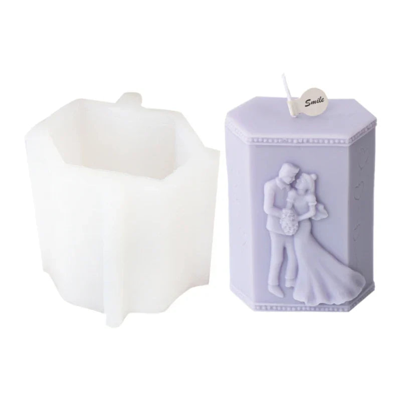 Embossed Married Couple Silicone Candle Mould