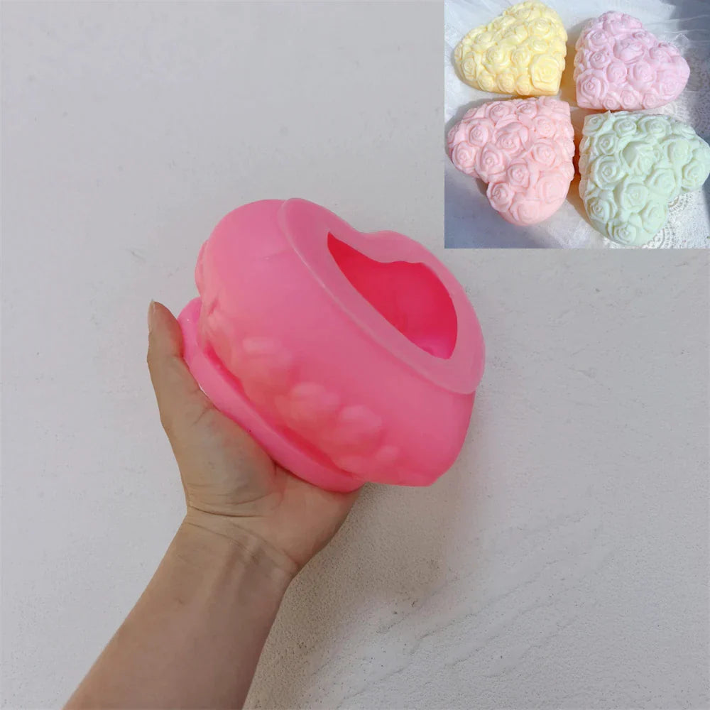 Rose Flower Lace Heart Candle Mould Valentine's Day Gift