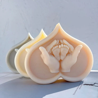 Cherished Baby Feet in Hands Candle Mould