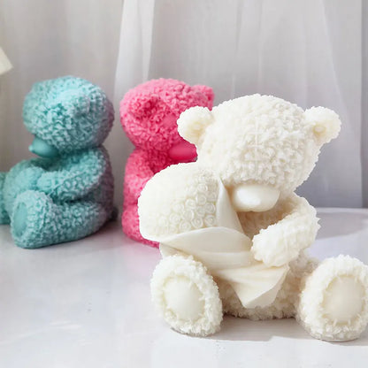 Bear with Bookeh and Heart Silicone Candle Mould