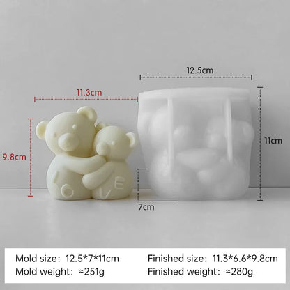3D Love Bear Aroma Candle Silicone Mould