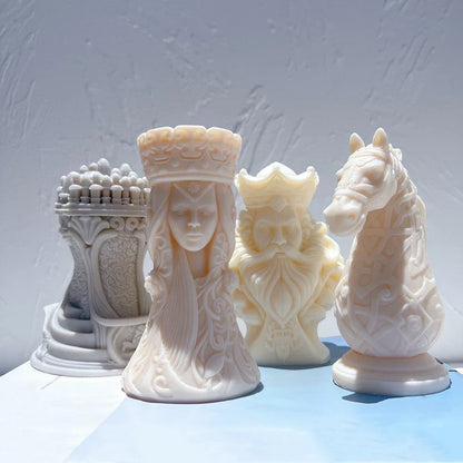 Chess King Queen Knight Rook Candle Mould