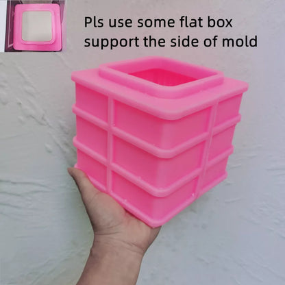Big Size Ribbed Square Cube Candle Mould
