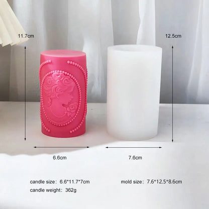 Girl portrait column candle Mould