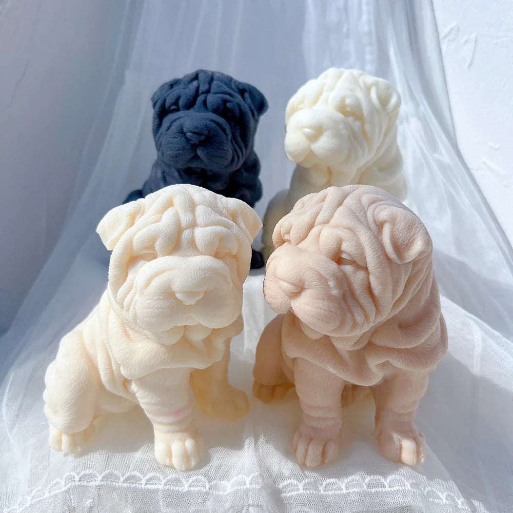 Shar Pei Dog Puppy Silcione Candle Mould