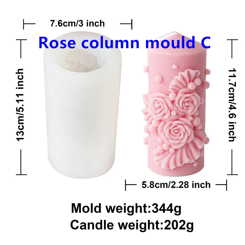 Rose Column Candle Silicone Mould