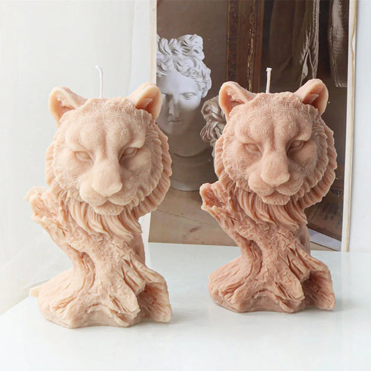 Tiger Head Tree Stump Silicone Candle Mould