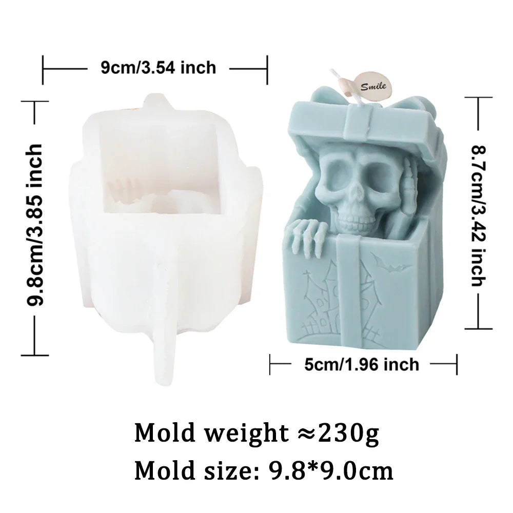 Skull Head Gift Box Candle Silicone Mould