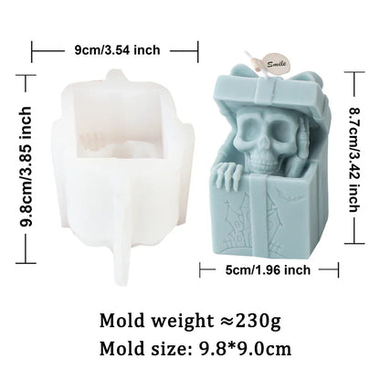 Skull Head Gift Box Candle Silicone Mould