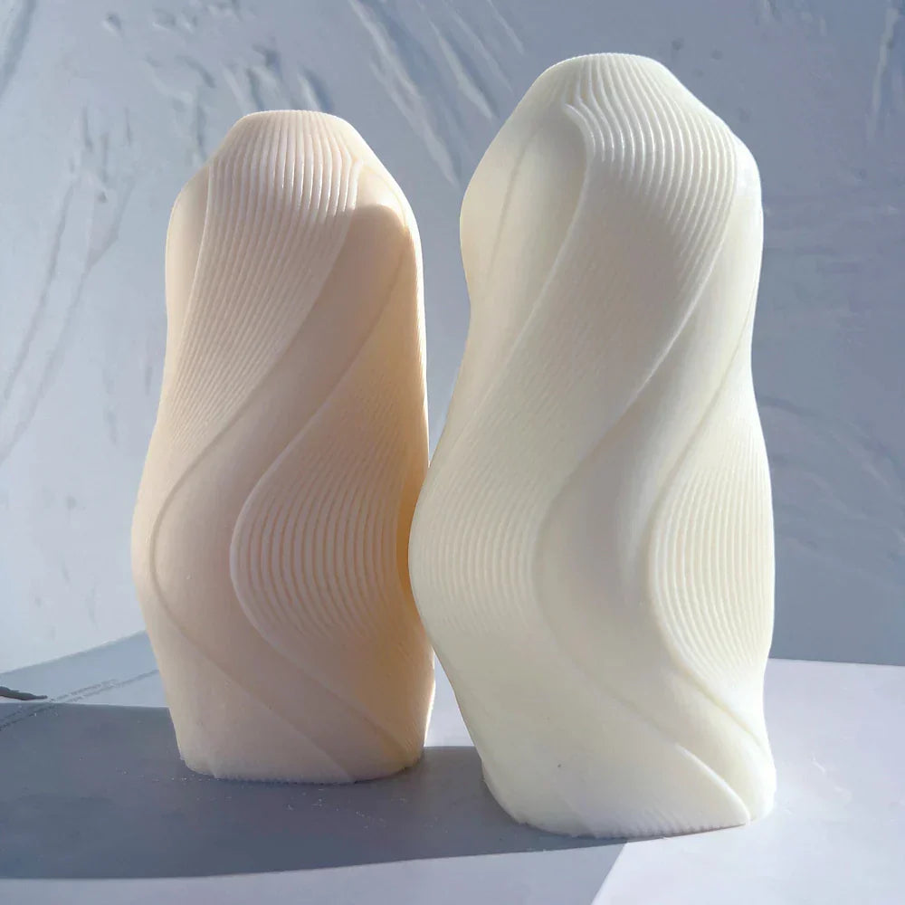 Unique Wave Twirl Ribbed Candle Mould