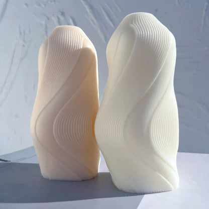 Unique Wave Twirl Ribbed Candle Mould