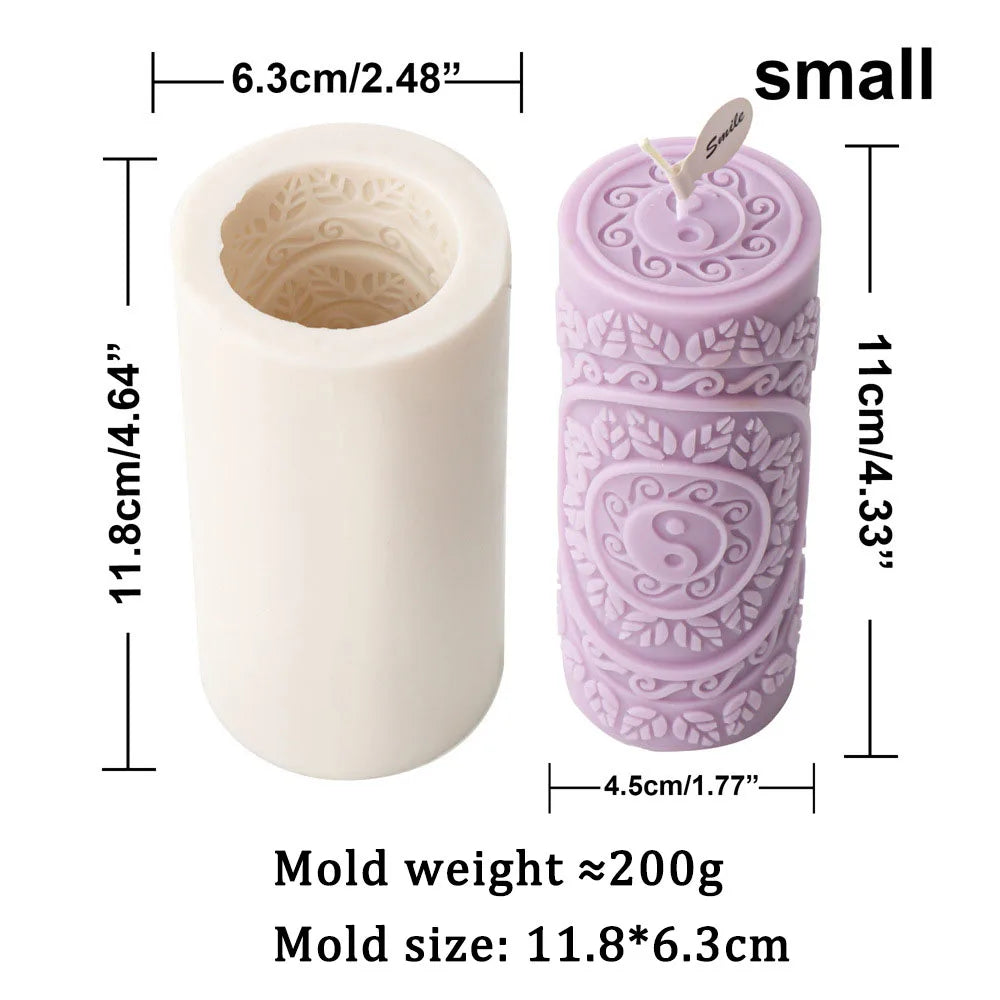Cylinderical Relief Pattern Candle Mould Silicone