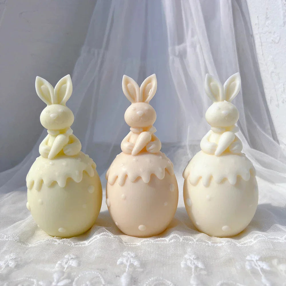 Three Designs Easter Egg Rabbit Silicone Candle Moulds