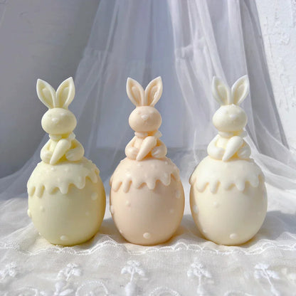 Three Designs Easter Egg Rabbit Silicone Candle Moulds