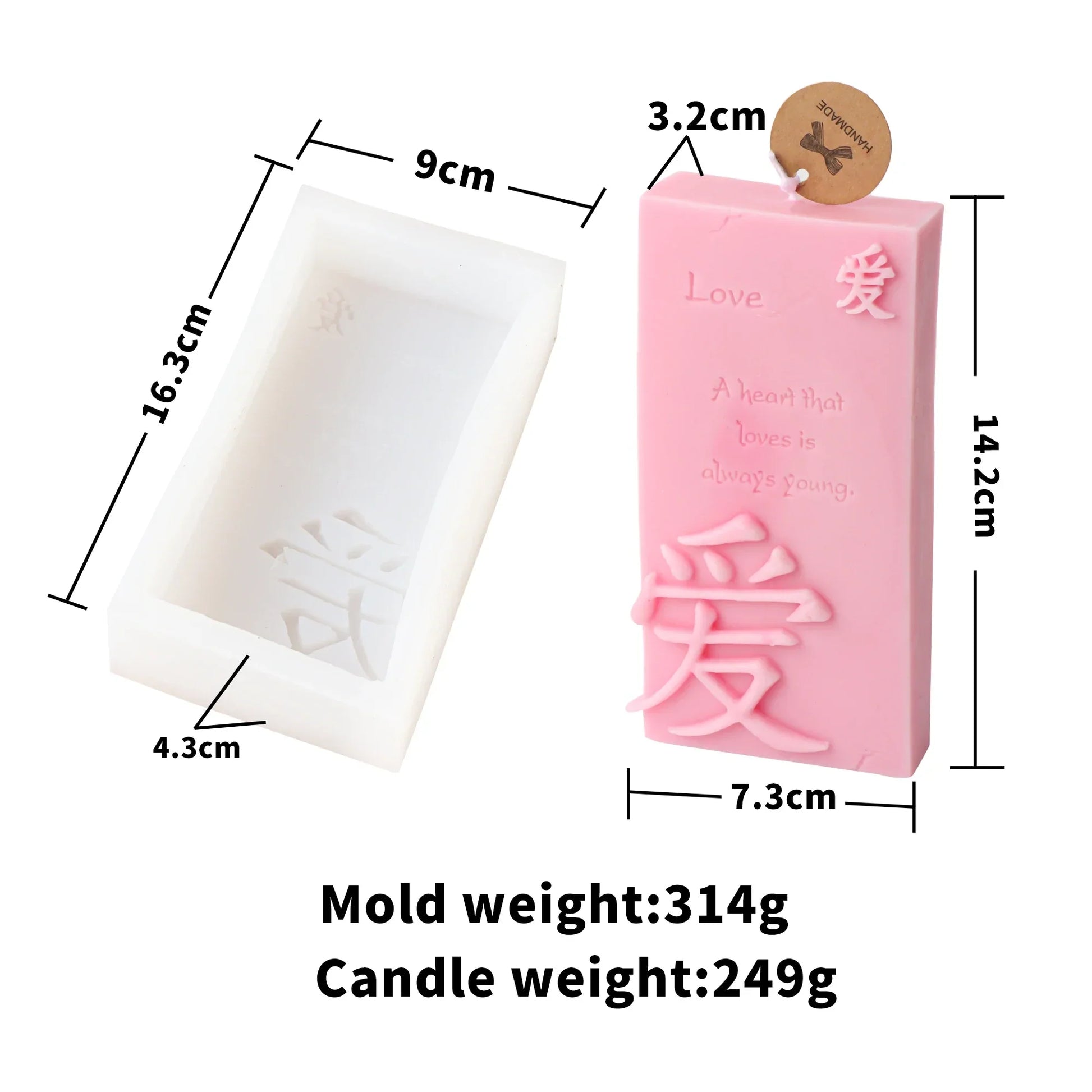 Luck Angel Slogan Letter Silicone Candle Mould - Love
