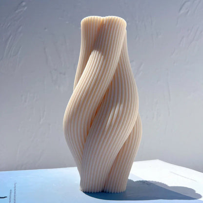 Ribbed Pillar Swirl Candle Moulds - Wave Twirl Spiral