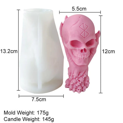 Large Hand Held Skull Candle Mould for Halloween DIY