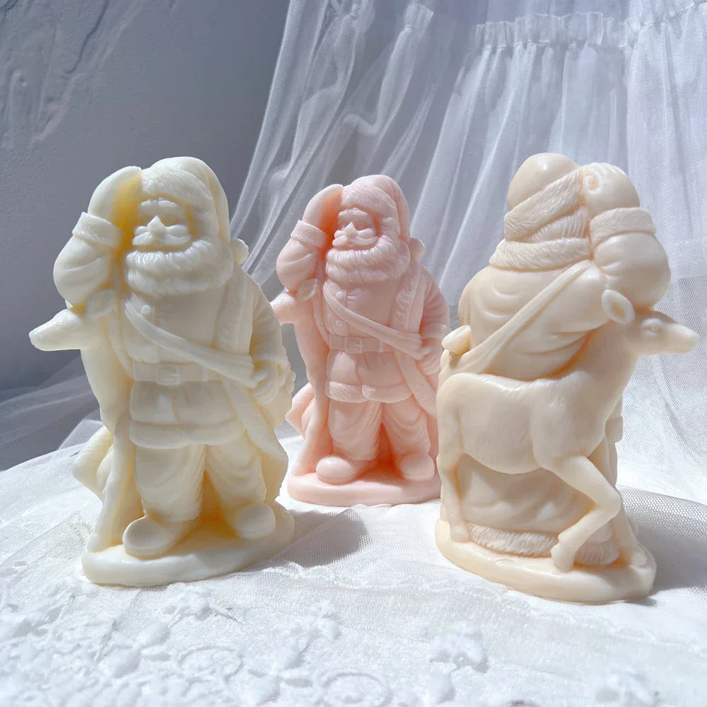 Deer Santa Claus Candle Mould - Christmas Art Sculpture