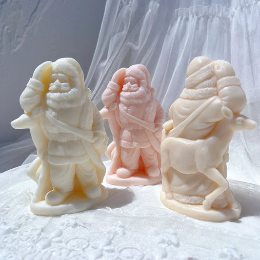 Deer Santa Claus Candle Mould - Christmas Art Sculpture