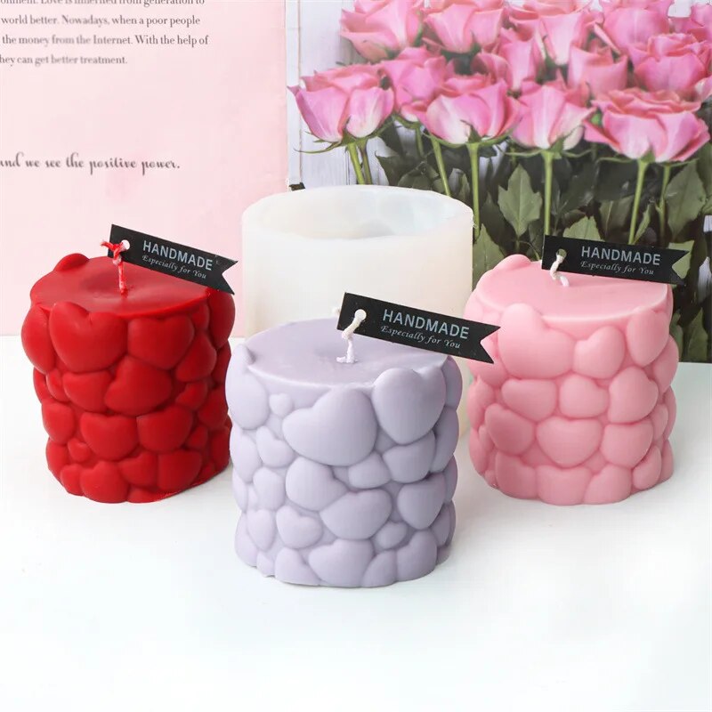 Romantic Heart Column Candle Mould