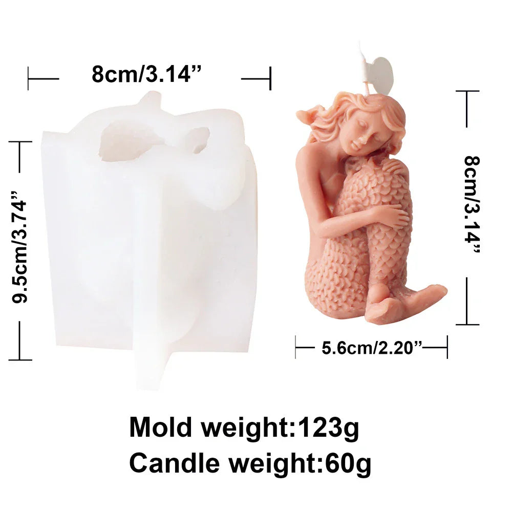 Delicate Mermaid Shape Silicone Candle Mould