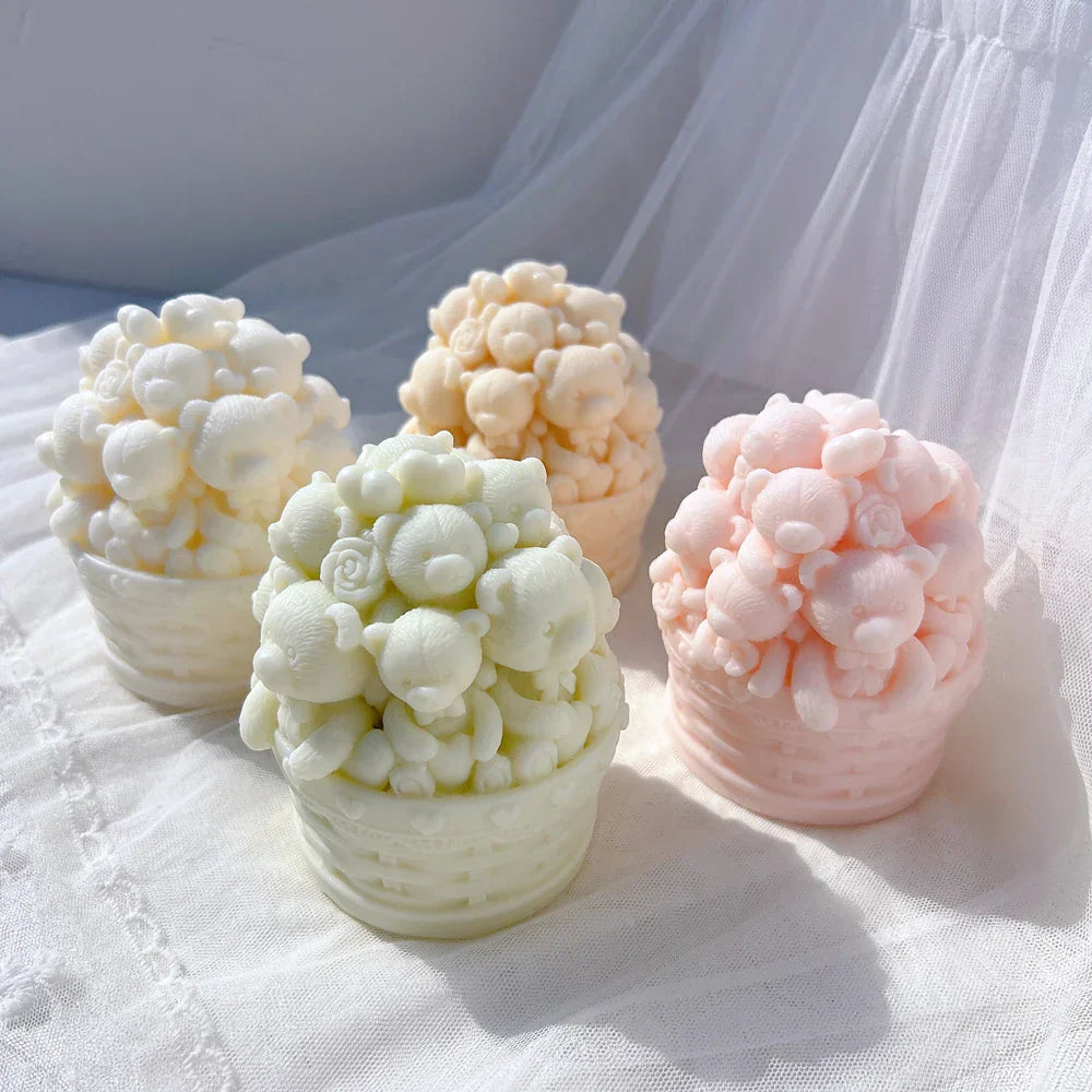 Cute Bear Basket Candle Mould