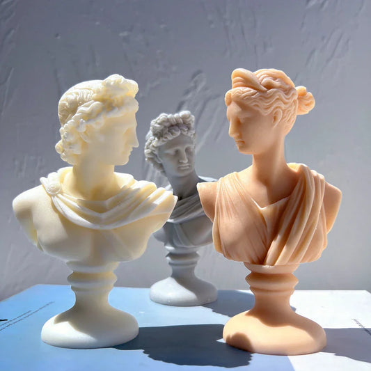 Greek Sculpture Roman Apollo Artemis Diana Bust Silicone Candle Mould