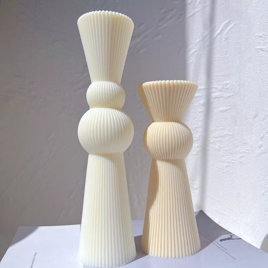 Aesthetic Roman Ribbed Pillar Candle Mould
