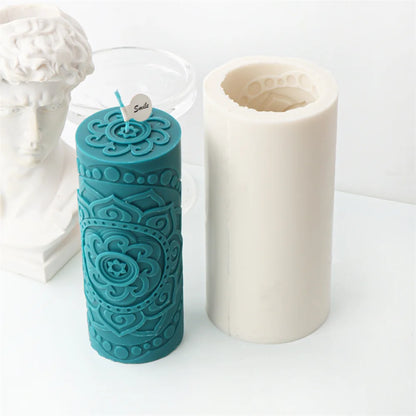 Cylinderical Relief Pattern Candle Mould Silicone