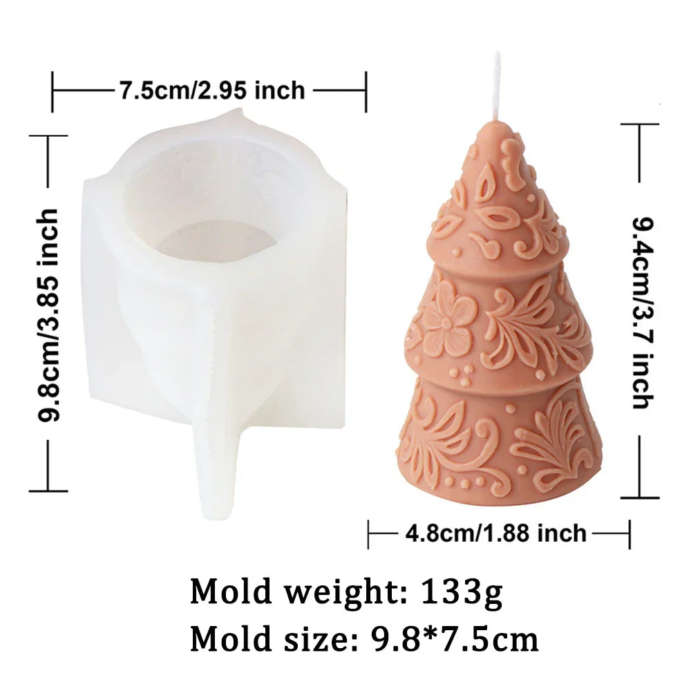 Star Flower Relief Pattern Cone-shaped Christmas Tree Candle Mould
