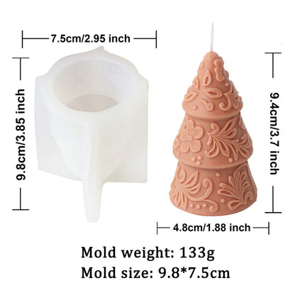 Star Flower Relief Pattern Cone-shaped Christmas Tree Candle Mould