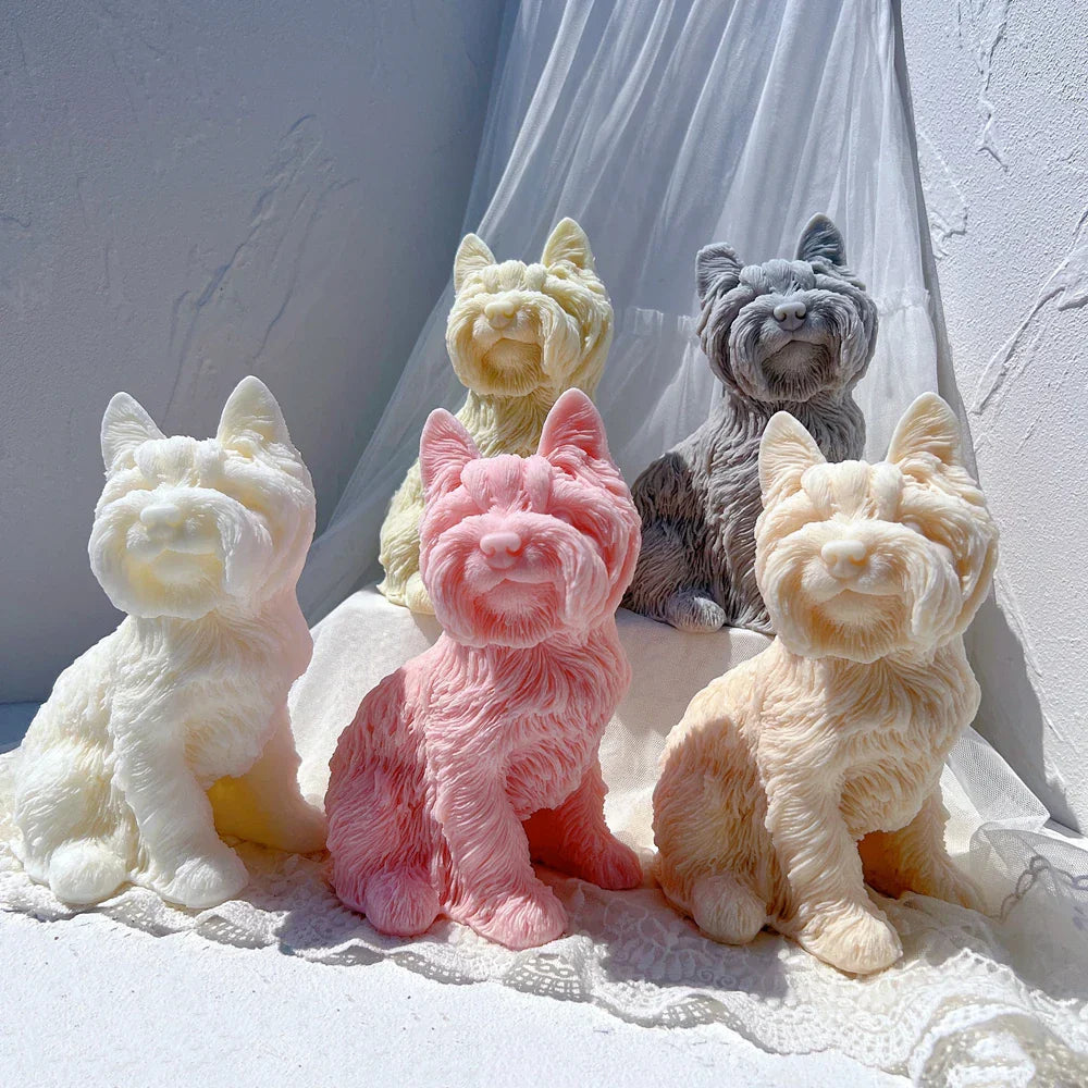 Yorkshire Terrier Dog Statue Candle Silicone Mould
