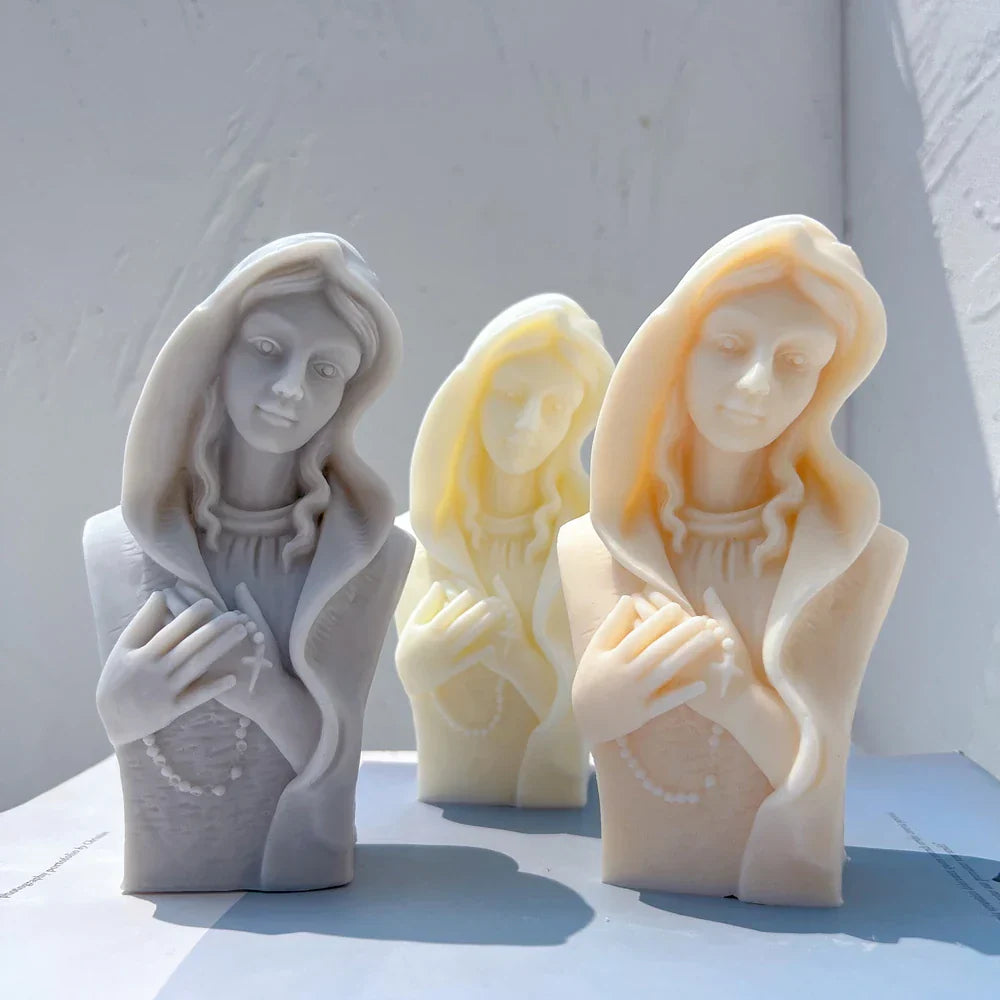 Praying Virgin Mary Sculpture Silicone Candle Mould