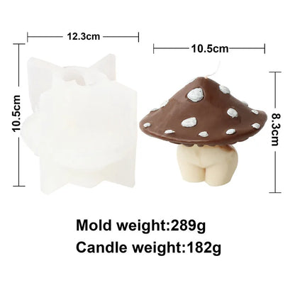 Mushroom Top and Halfbody Bottom Silicone Candle Mould