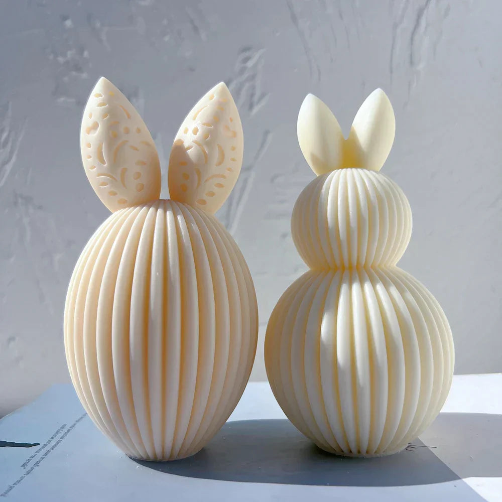 Ribbed Egg Rabbit Ear Candle Mould