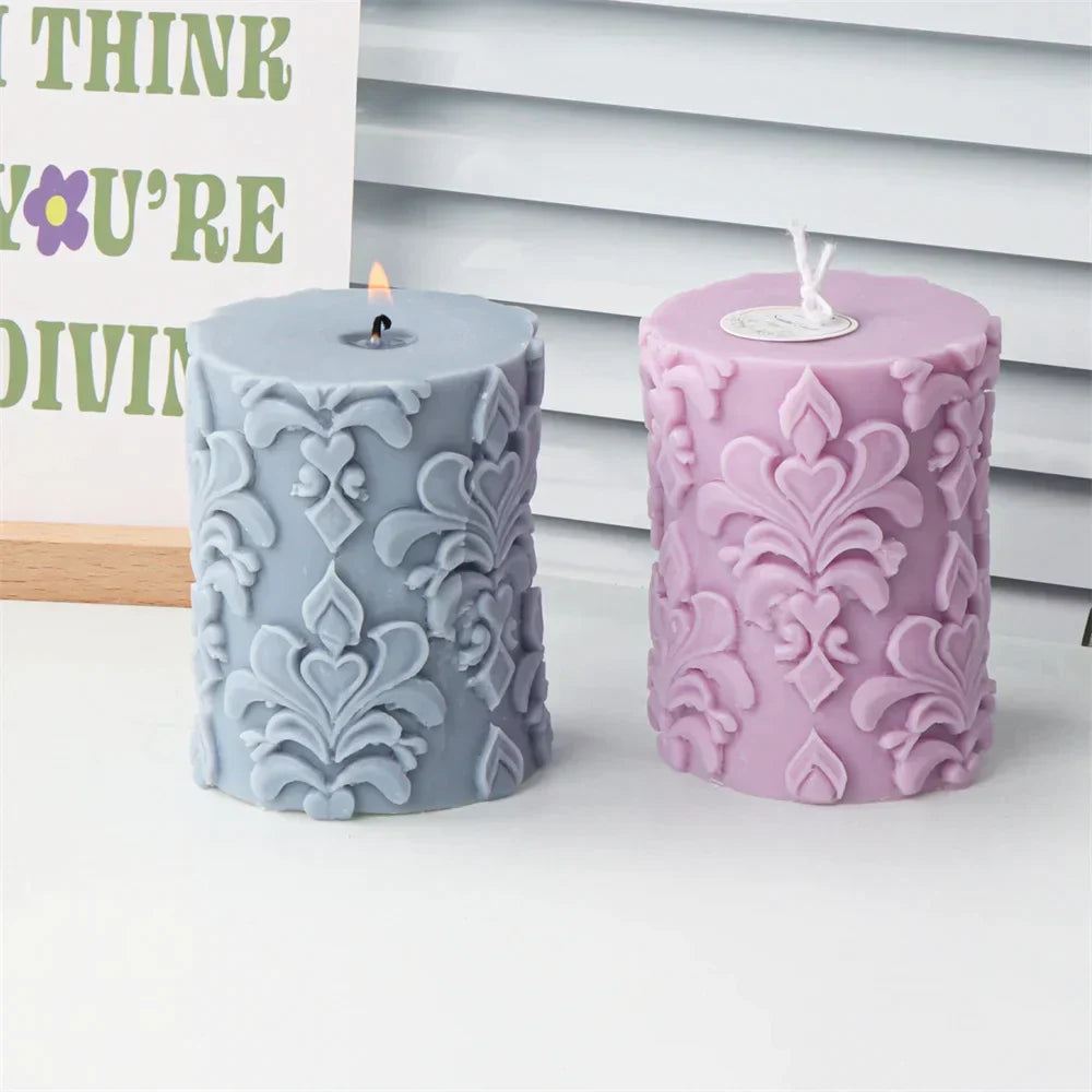Vintage Embossed Column Cylinder Candle Moulds