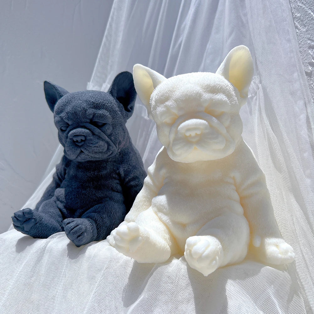 Sitting Sleeping French Bulldog Puppy Candle Mould