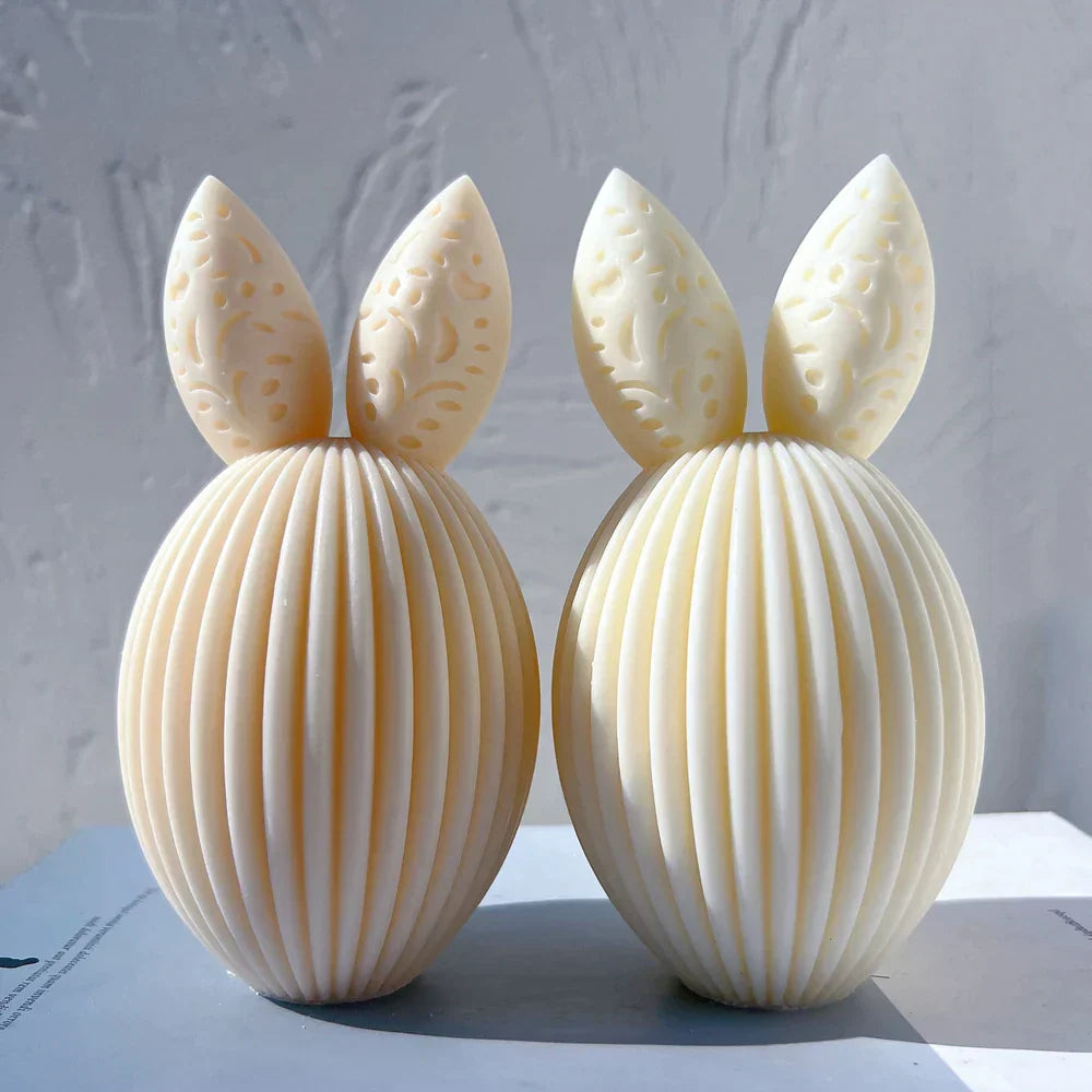 Ribbed Egg Rabbit Ear Candle Mould