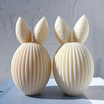 Ribbed Egg Rabbit Ear Candle Mould
