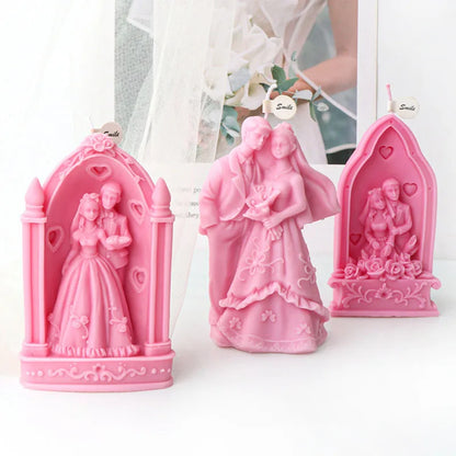 Bride and groom Wedding Ceremony Candle Mould Silicone
