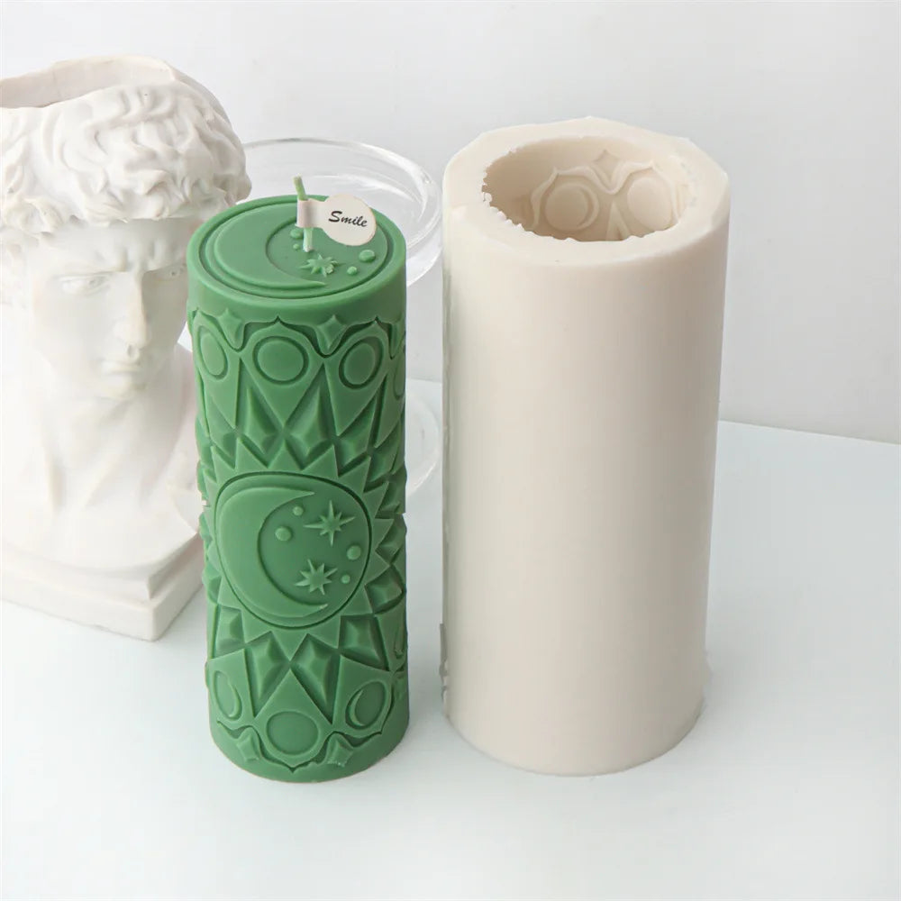 Cylinderical Relief Pattern Candle Mould Silicone